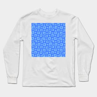 Floral Checker Board - sky blue and cerulean Long Sleeve T-Shirt